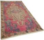 Anadolu Eskitme Pembe Pamuk Üzerine Yün El Dokuma Halı-140x236 - Görsel 2