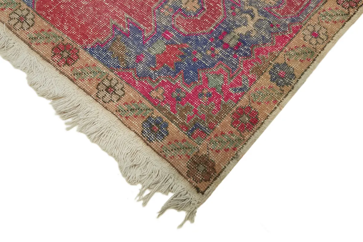 Anadolu Eskitme Pembe Pamuk Üzerine Yün El Dokuma Halı-140x236 - Görsel 4