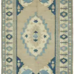 Anadolu Eskitme Bej Pamuk Üzerine Yün El Dokuma Halı-169x257