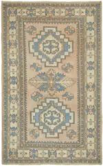 Anadolu Eskitme Bej Pamuk Üzerine Yün El Dokuma Halı-152x238