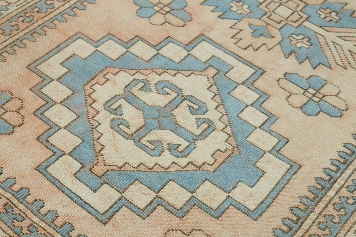 Anadolu Eskitme Bej Pamuk Üzerine Yün El Dokuma Halı-152x238 - Görsel 5