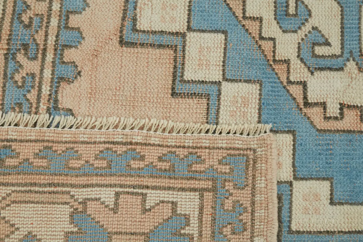 Anadolu Eskitme Bej Pamuk Üzerine Yün El Dokuma Halı-152x238 - Görsel 6