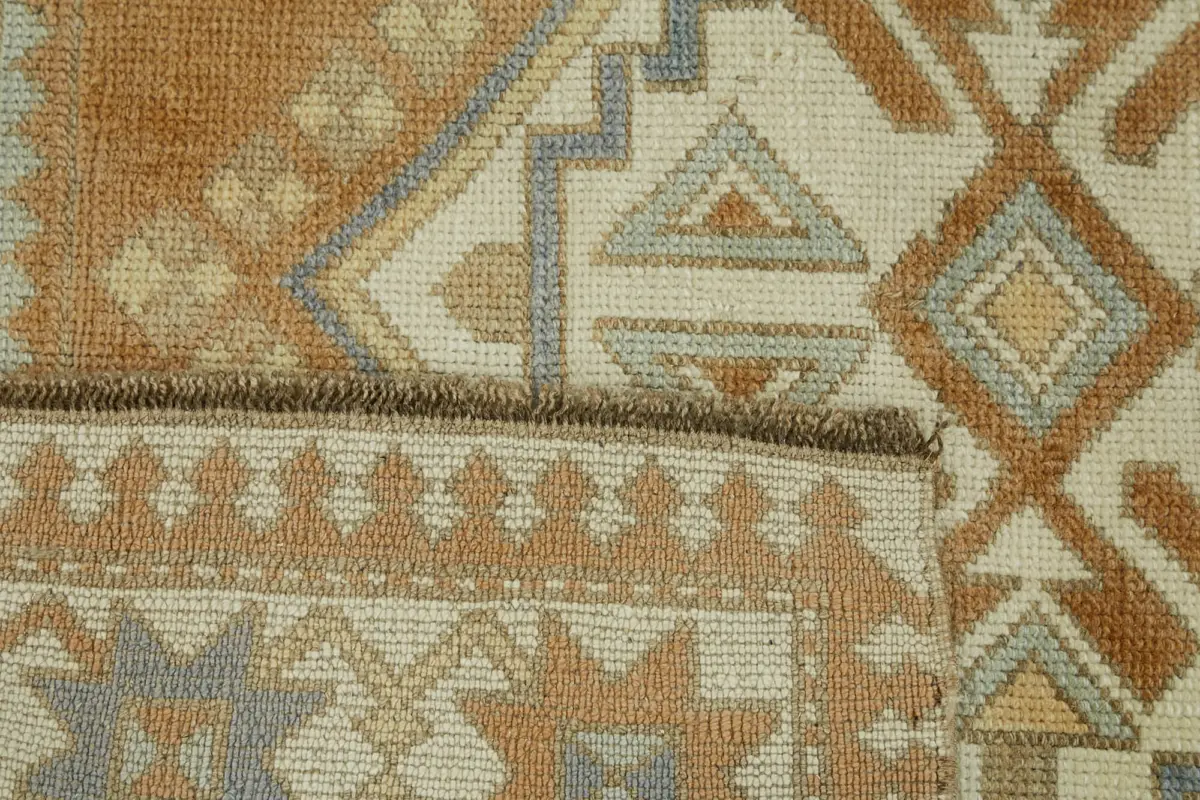 Anadolu Eskitme Bej Pamuk Üzerine Yün El Dokuma Halı-128x172 - Görsel 6