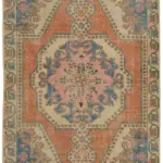 Anadolu Eskitme Bej Pamuk Üzerine Yün El Dokuma Halı-134x209