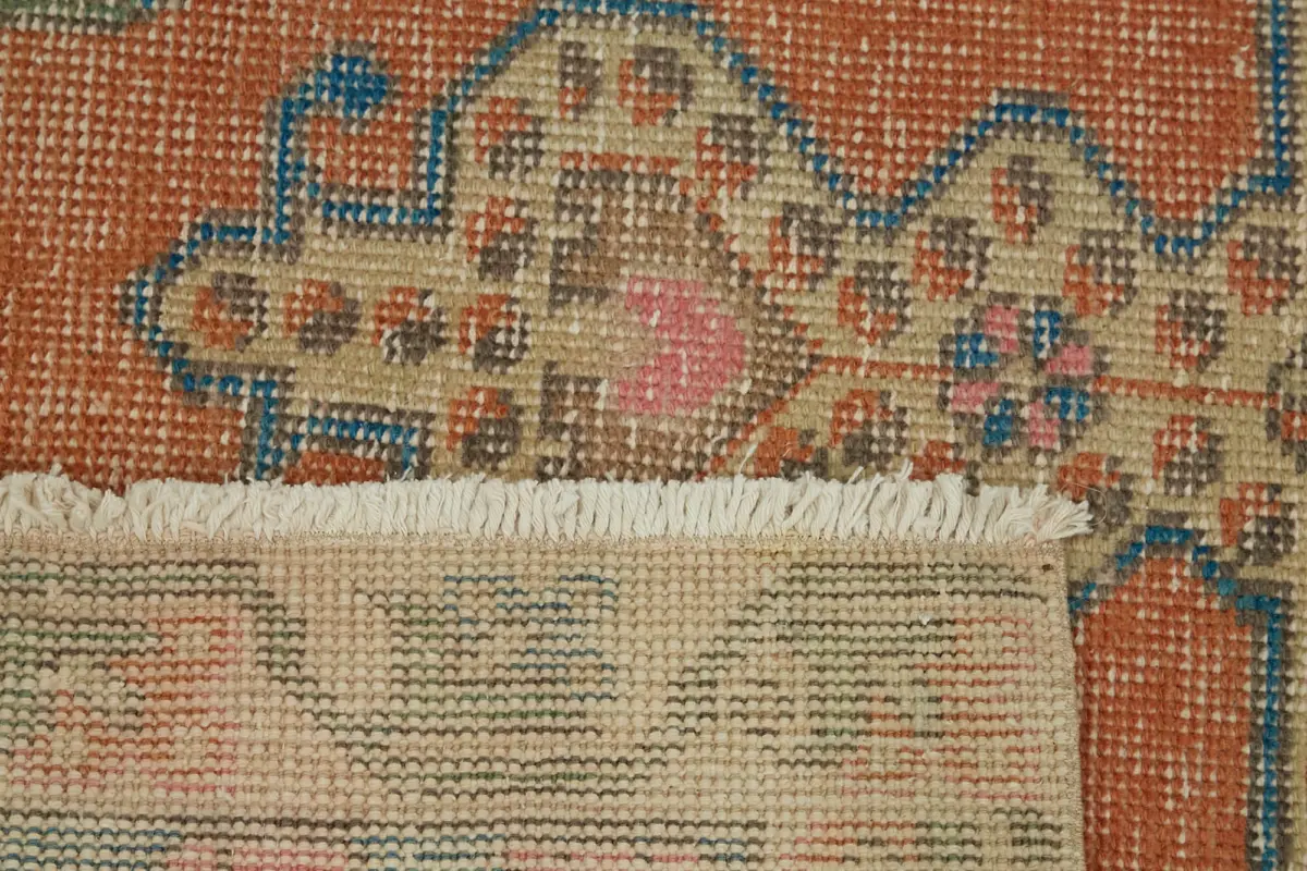 Anadolu Eskitme Bej Pamuk Üzerine Yün El Dokuma Halı-134x209 - Görsel 6