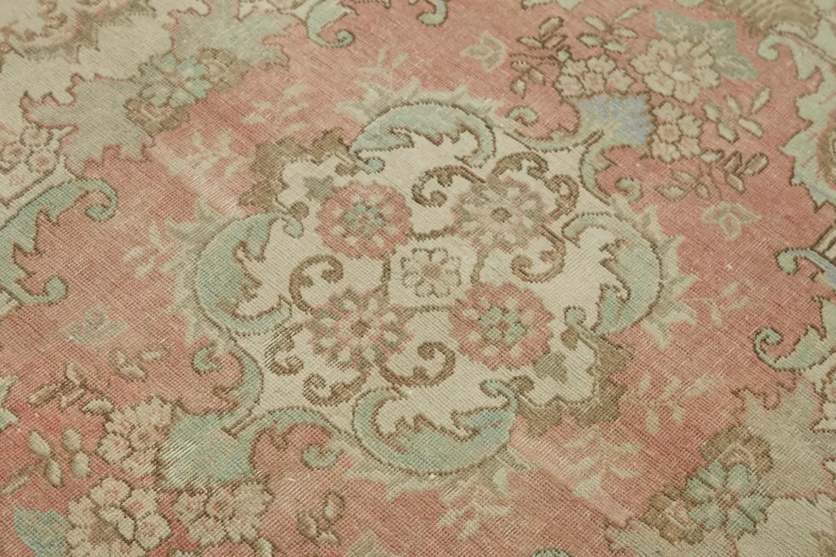 Anadolu Eskitme Bej Pamuk Üzerine Yün El Dokuma Halı-142x176 - Görsel 5