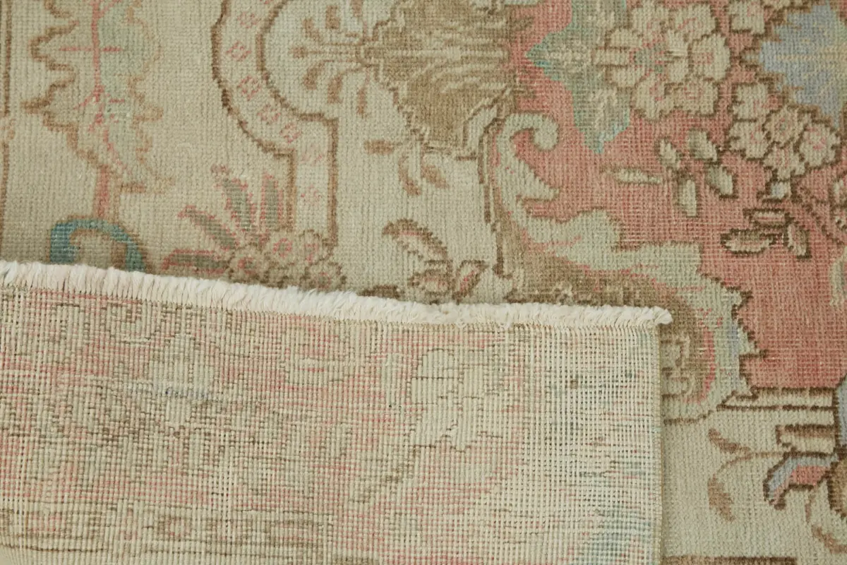 Anadolu Eskitme Bej Pamuk Üzerine Yün El Dokuma Halı-142x176 - Görsel 6