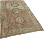 Anadolu Eskitme Mor Pamuk Üzerine Yün El Dokuma Halı-141x220 - Görsel 2