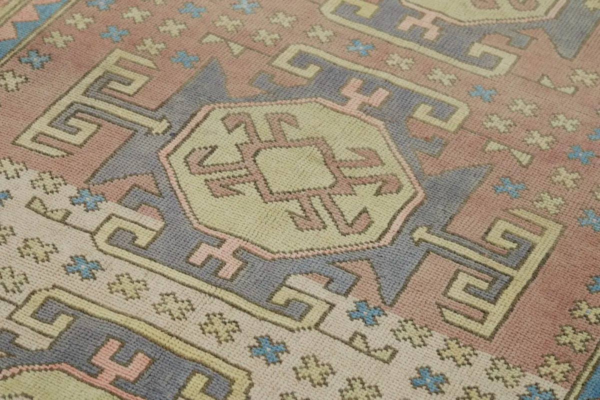 Anadolu Eskitme Mor Pamuk Üzerine Yün El Dokuma Halı-141x220 - Görsel 5