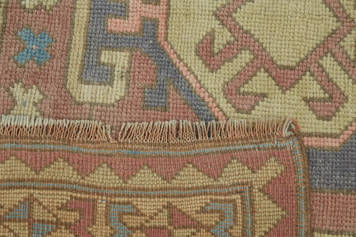 Anadolu Eskitme Mor Pamuk Üzerine Yün El Dokuma Halı-141x220 - Görsel 6