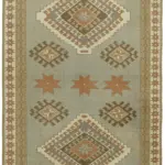 Anadolu Eskitme Mavi Pamuk Üzerine Yün El Dokuma Halı-127x211