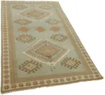 Anadolu Eskitme Mavi Pamuk Üzerine Yün El Dokuma Halı-127x211 - Görsel 2