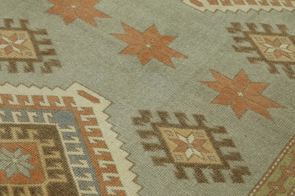 Anadolu Eskitme Mavi Pamuk Üzerine Yün El Dokuma Halı-127x211 - Görsel 5