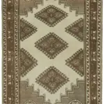 Anadolu Eskitme Bej Pamuk Üzerine Yün El Dokuma Halı-140x214