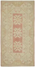 Anadolu Eskitme Bej Pamuk Üzerine Yün El Dokuma Halı-116x212