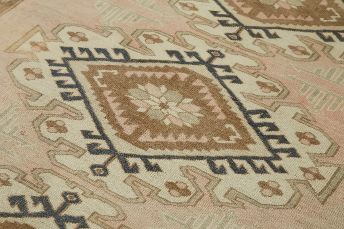 Anadolu Eskitme Bej Pamuk Üzerine Yün El Dokuma Halı-124x188 - Görsel 5