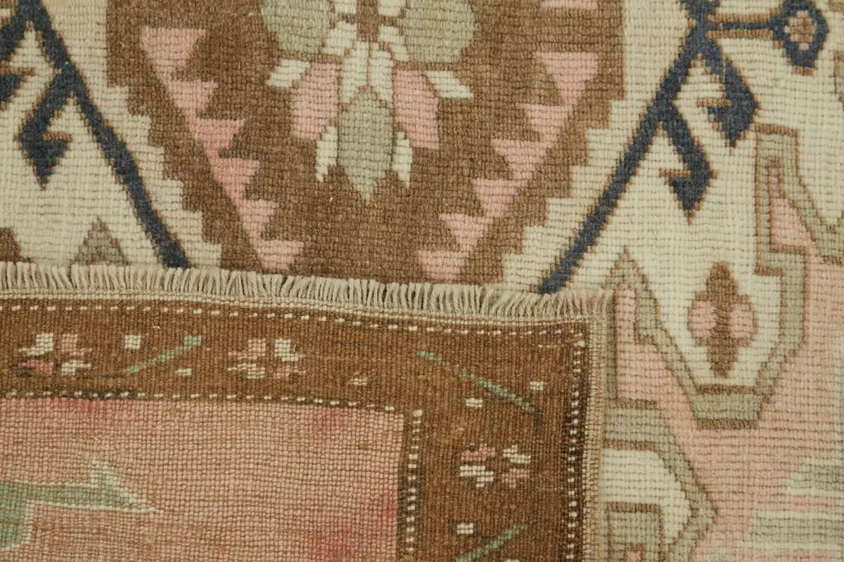 Anadolu Eskitme Bej Pamuk Üzerine Yün El Dokuma Halı-124x188 - Görsel 6