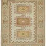 Anadolu Eskitme Bej Pamuk Üzerine Yün El Dokuma Halı-139x166