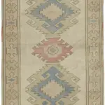 Anadolu Eskitme Bej Pamuk Üzerine Yün El Dokuma Halı-126x202