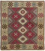 Anadolu Eskitme Bej Pamuk Üzerine Yün El Dokuma Halı-106x120