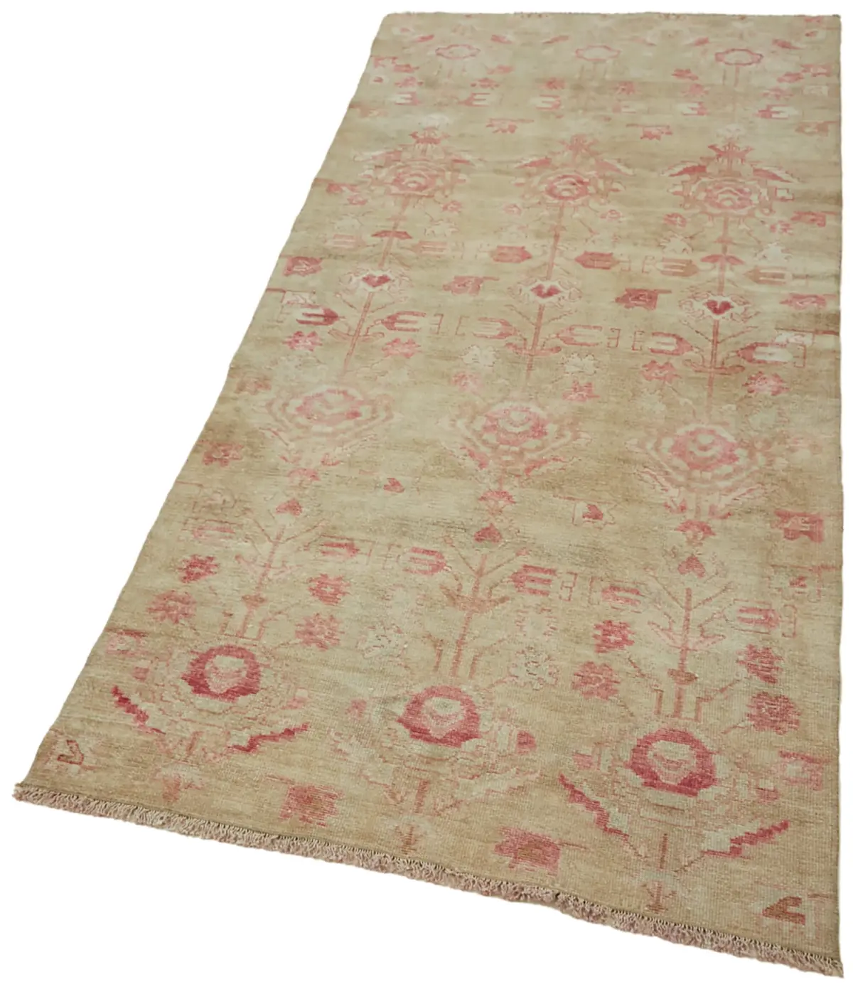 Anadolu Eskitme Bej Pamuk Üzerine Yün El Dokuma Halı-092x225 - Görsel 3