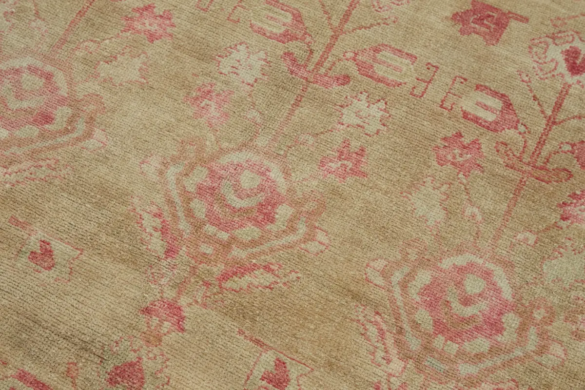 Anadolu Eskitme Bej Pamuk Üzerine Yün El Dokuma Halı-092x225 - Görsel 5