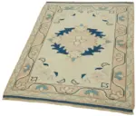 Anadolu Eskitme Bej Pamuk Üzerine Yün El Dokuma Halı-087x117 - Görsel 3