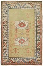 Anadolu Eskitme Bej Pamuk Üzerine Yün El Dokuma Halı-102x152