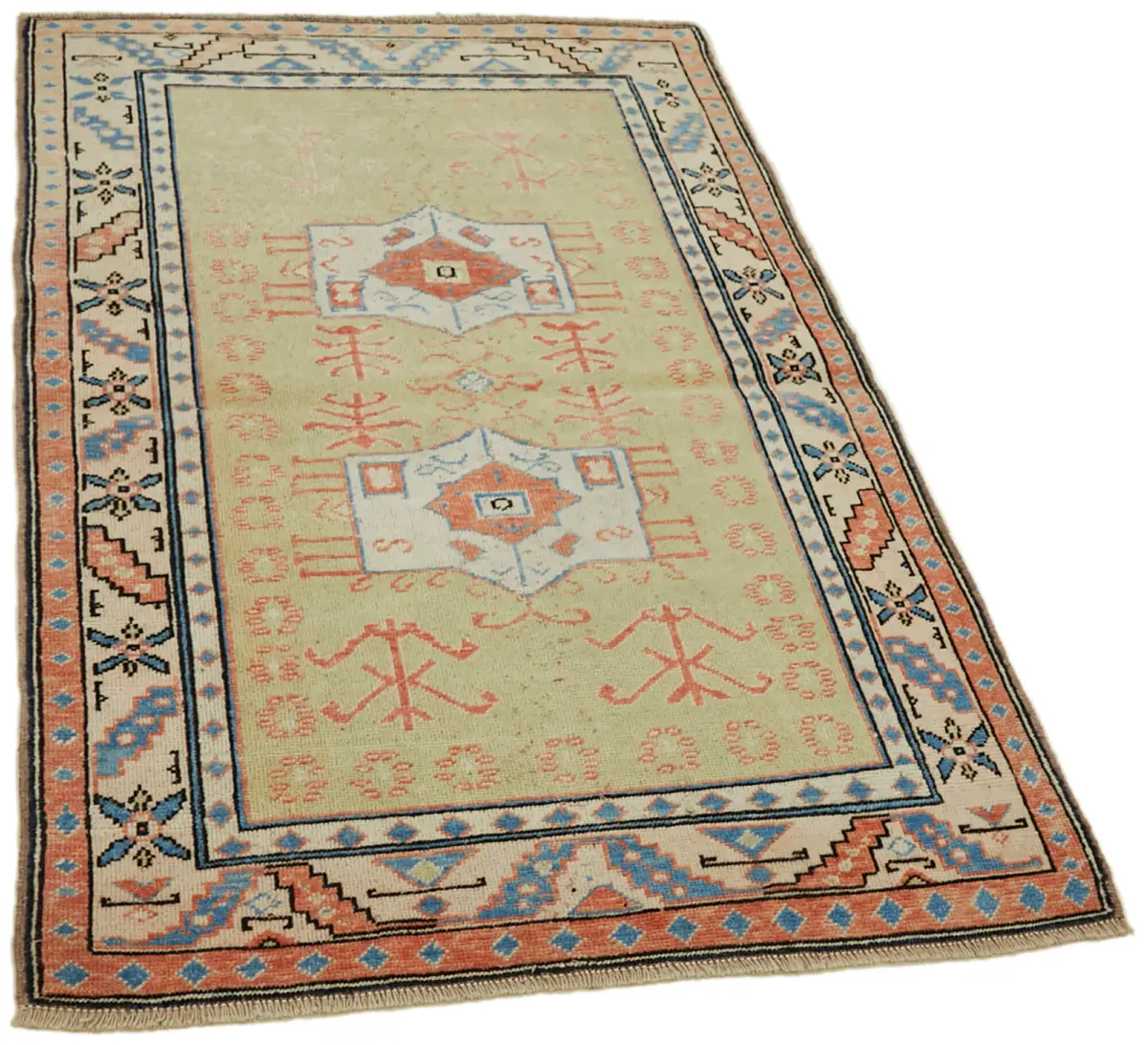 Anadolu Eskitme Bej Pamuk Üzerine Yün El Dokuma Halı-102x152 - Görsel 2