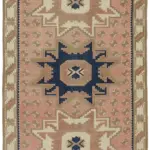 Anadolu Eskitme Bej Pamuk Üzerine Yün El Dokuma Halı-104x169