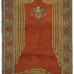 Anadolu Eskitme Kırmızı Pamuk Üzerine Yün El Dokuma Halı-068x116