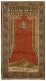 Anadolu Eskitme Kırmızı Pamuk Üzerine Yün El Dokuma Halı-068x116