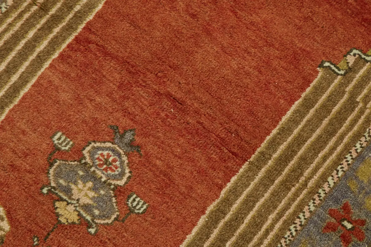 Anadolu Eskitme Kırmızı Pamuk Üzerine Yün El Dokuma Halı-068x116 - Görsel 5