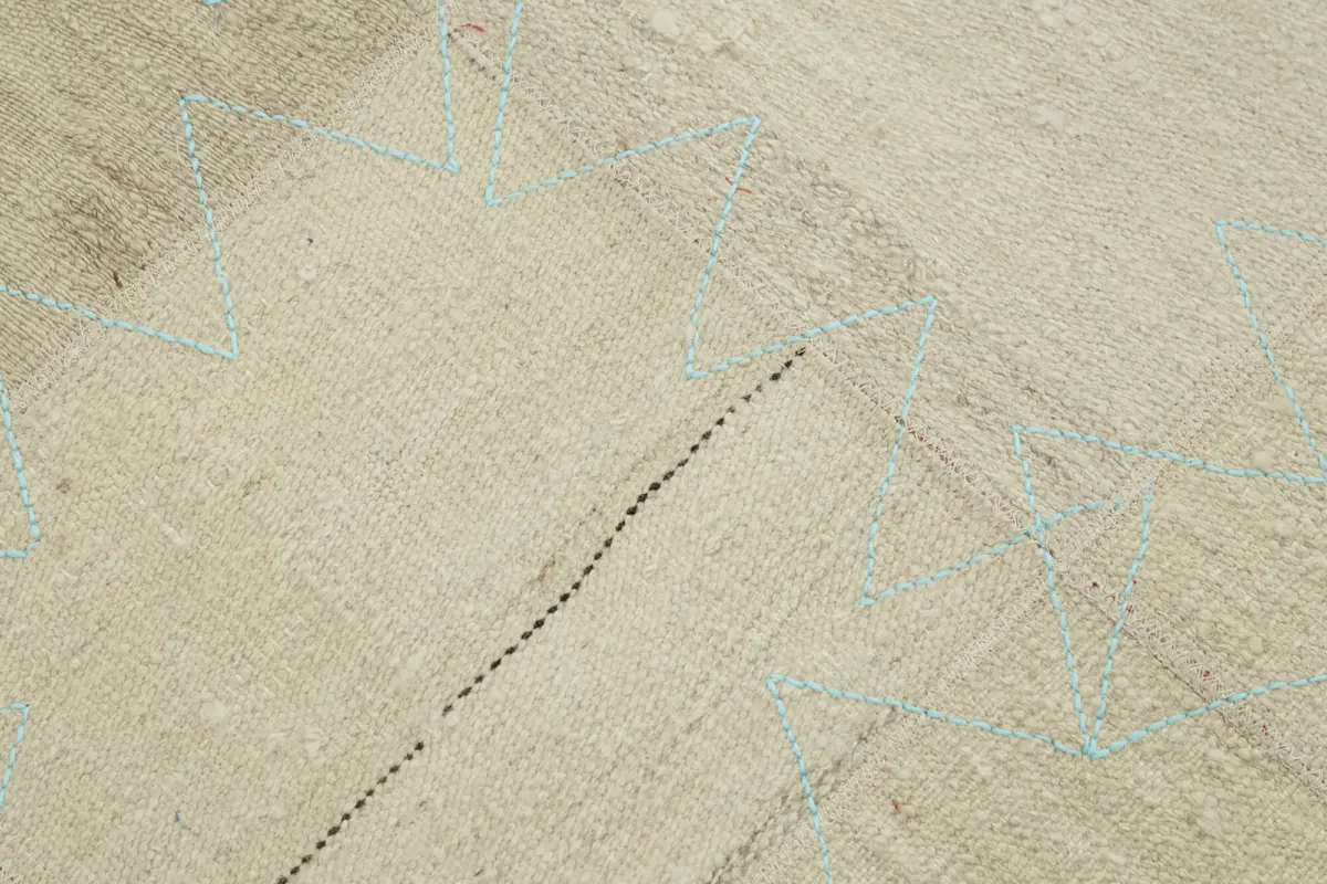 Kendir Çizgili Bej Kenevir İpinden El Dokuma Kilim-093x128 - Görsel 5