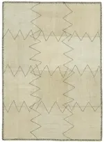 Kendir Çizgili Bej Kenevir İpinden El Dokuma Kilim-093x128