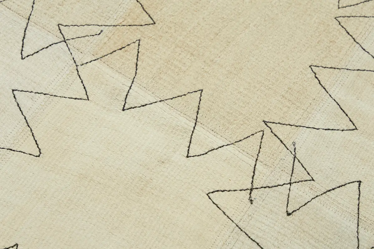 Kendir Çizgili Bej Kenevir İpinden El Dokuma Kilim-093x128 - Görsel 5