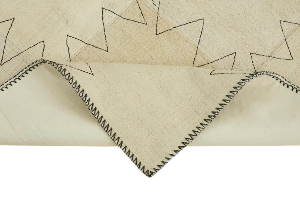 Kendir Çizgili Bej Kenevir İpinden El Dokuma Kilim-093x128 - Görsel 6