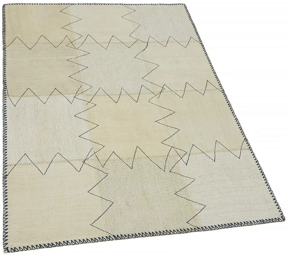Kendir Çizgili Bej Kenevir İpinden El Dokuma Kilim-093x127 - Görsel 2