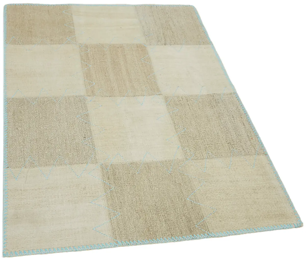 Kendir Çizgili Bej Kenevir İpinden El Dokuma Kilim-093x128 - Görsel 2