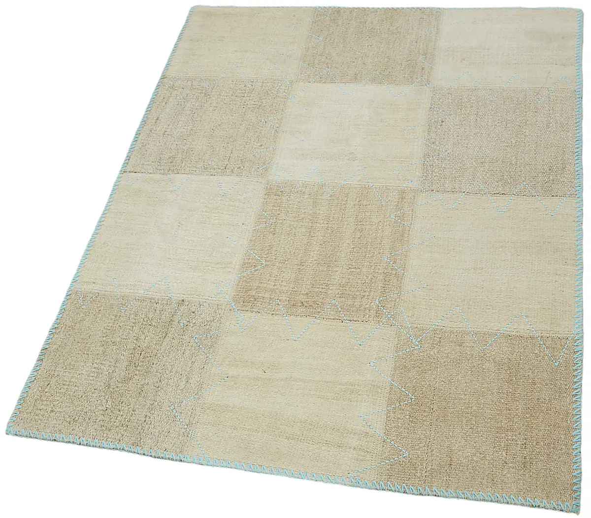 Kendir Çizgili Bej Kenevir İpinden El Dokuma Kilim-093x128 - Görsel 3