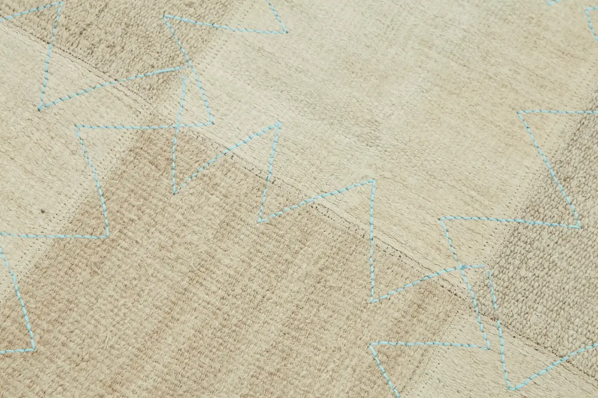 Kendir Çizgili Bej Kenevir İpinden El Dokuma Kilim-093x128 - Görsel 5