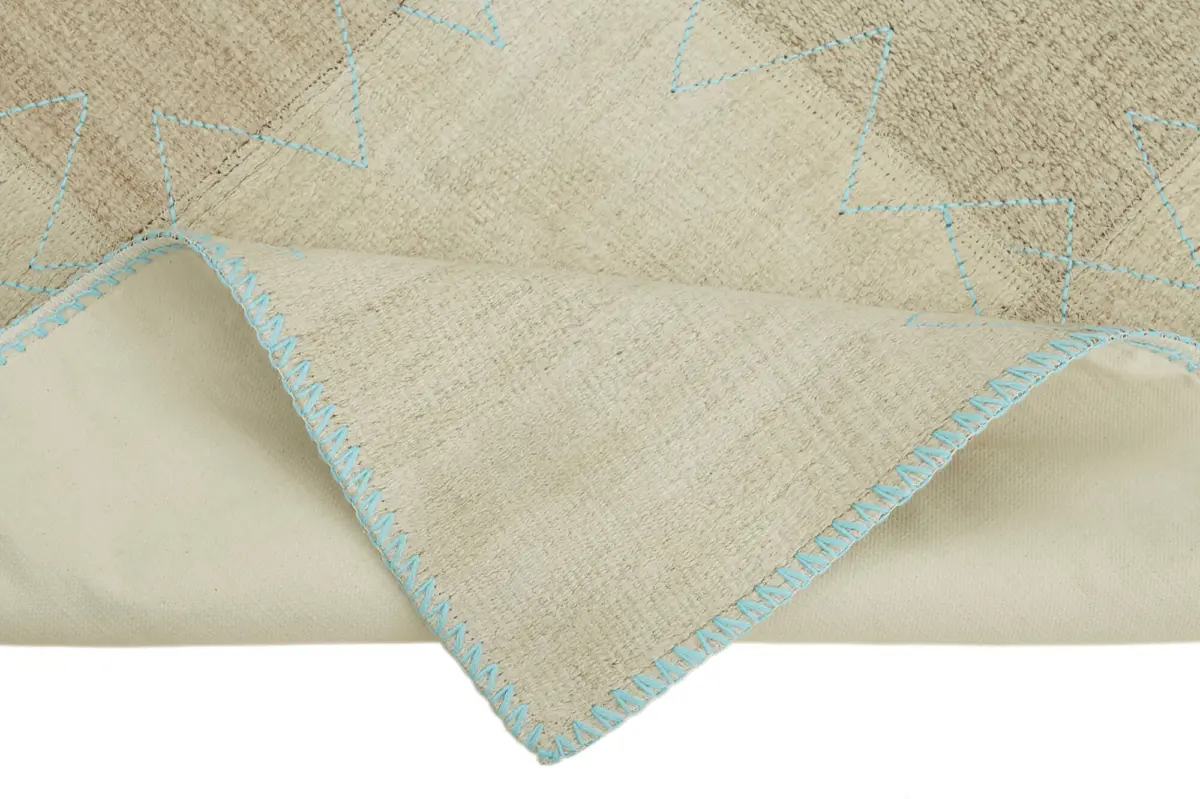 Kendir Çizgili Bej Kenevir İpinden El Dokuma Kilim-093x128 - Görsel 6