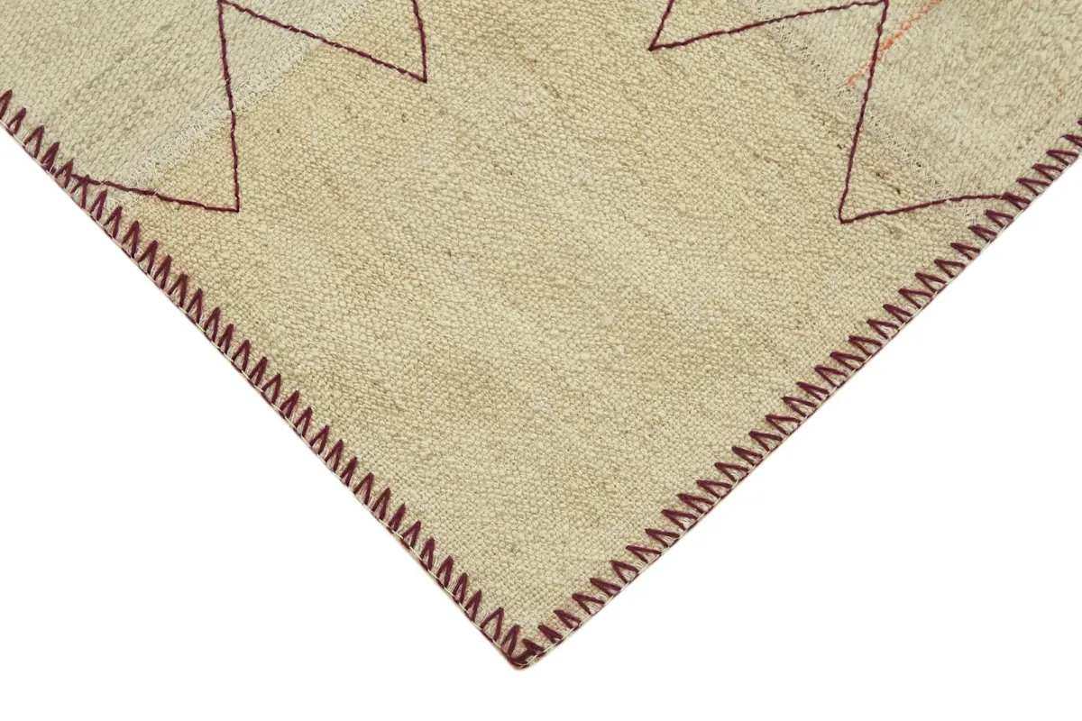 Kendir Çizgili Bej Kenevir İpinden El Dokuma Kilim-093x127 - Görsel 4