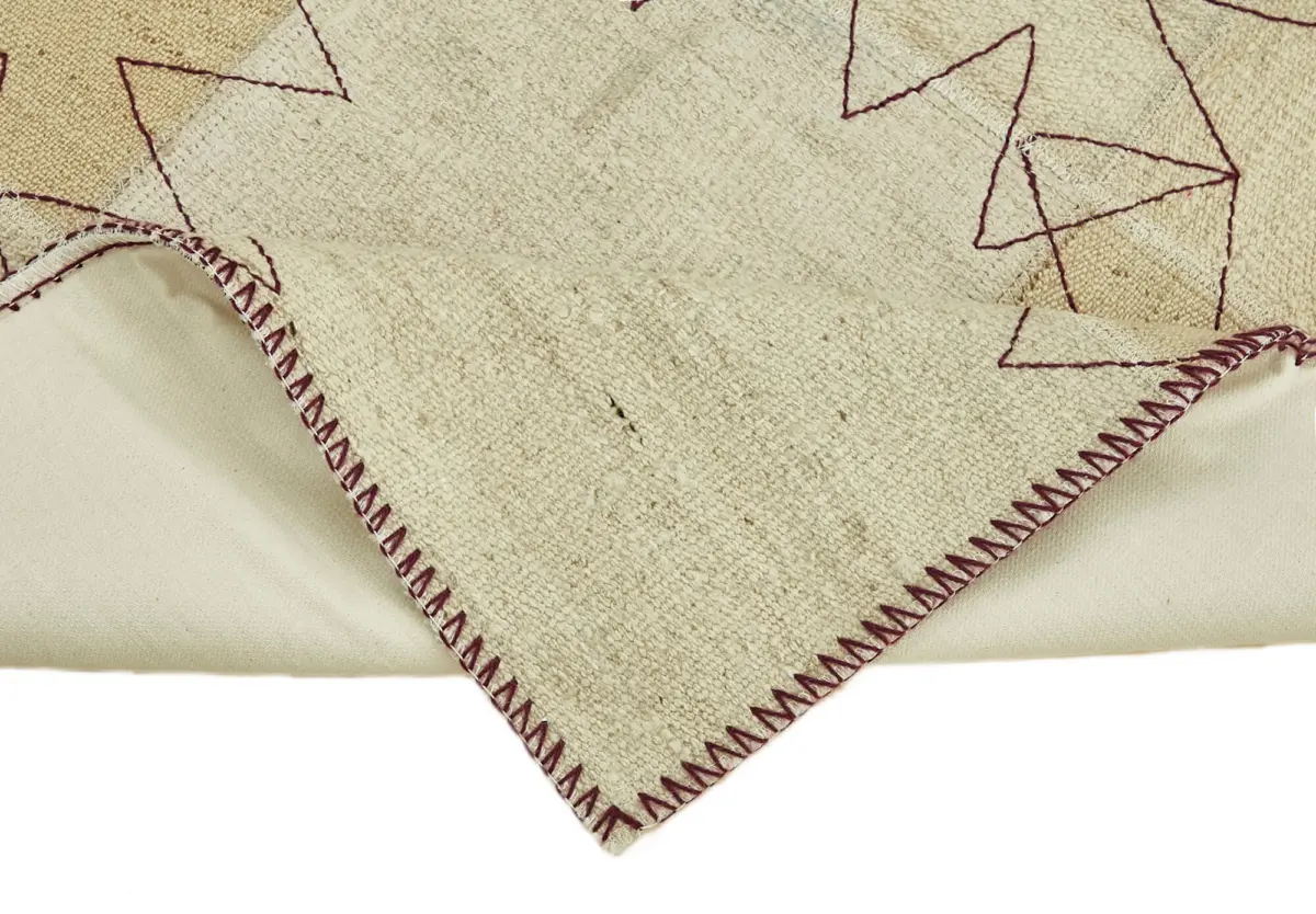 Kendir Çizgili Bej Kenevir İpinden El Dokuma Kilim-093x127 - Görsel 6