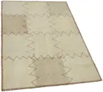 Kendir Çizgili Bej Kenevir İpinden El Dokuma Kilim-093x129 - Görsel 2
