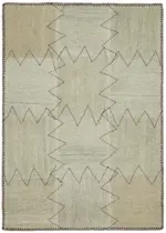 Kendir Çizgili Bej Kenevir İpinden El Dokuma Kilim-093x129