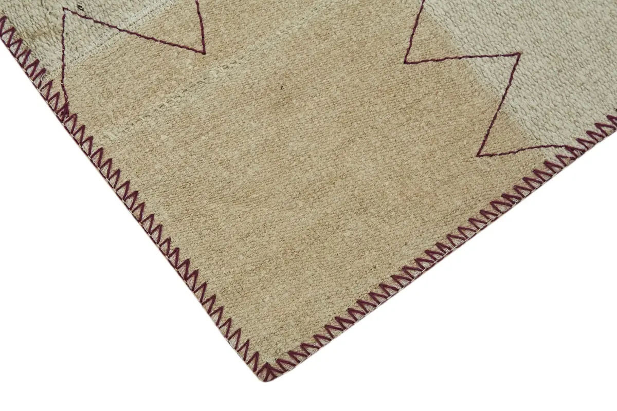 Kendir Çizgili Bej Kenevir İpinden El Dokuma Kilim-093x129 - Görsel 4