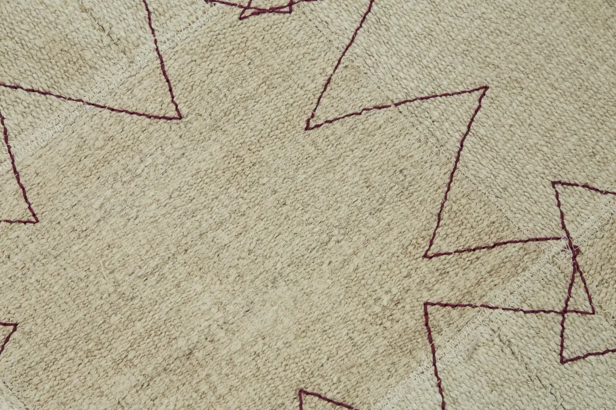 Kendir Çizgili Bej Kenevir İpinden El Dokuma Kilim-093x129 - Görsel 5