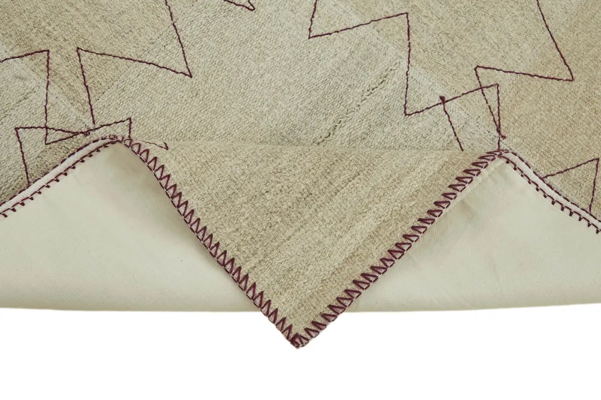 Kendir Çizgili Bej Kenevir İpinden El Dokuma Kilim-093x129 - Görsel 6