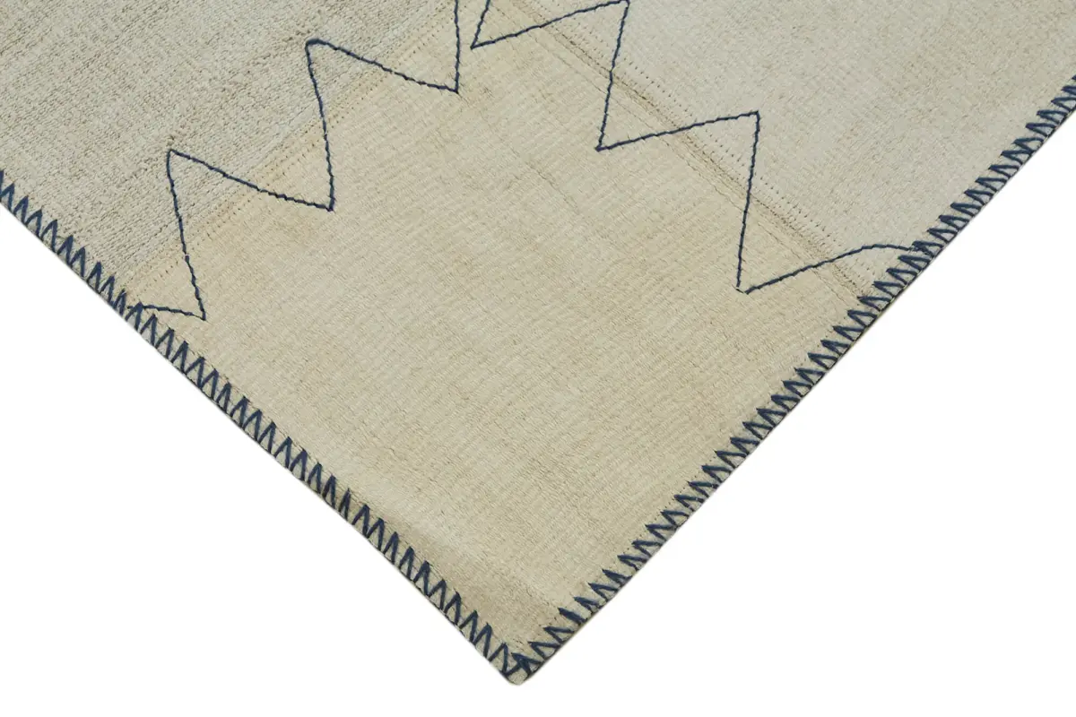 Kendir Çizgili Bej Kenevir İpinden El Dokuma Kilim-093x128 - Görsel 4